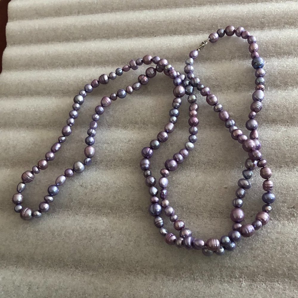 925 Silver 46" Strand Lavender Honora Freshwater Pearls Necklace
